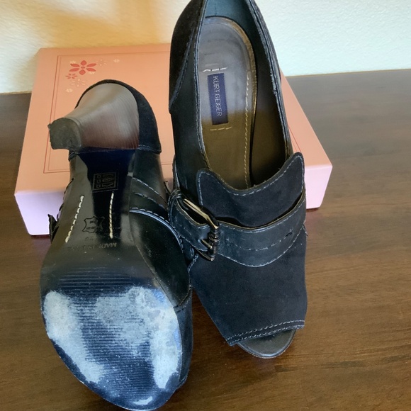 Kurt Geiger Leather & Suede Peep Toe Heels Size 8.5 - Picture 5 of 13